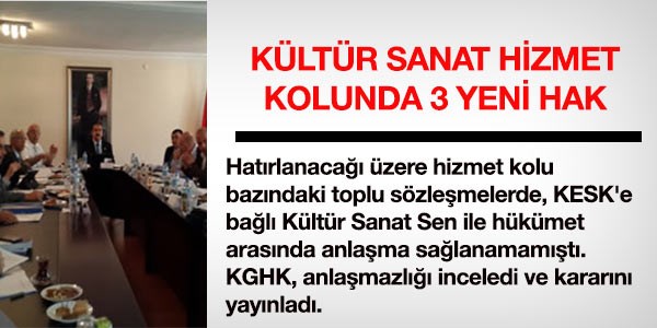 Kültür Sanat Hizmet kolunda 3 yeni hak