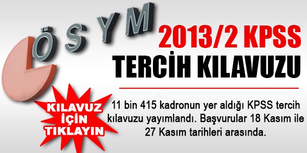 2013/2 KPSS tercih kılavuzu