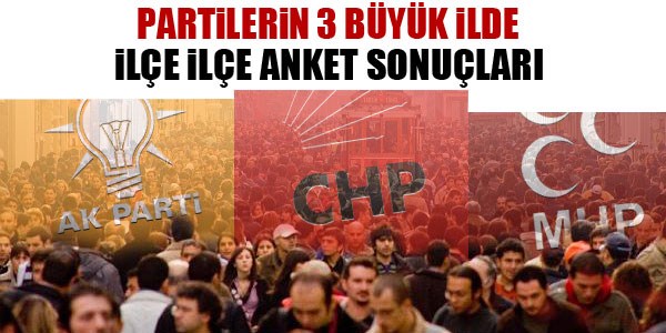 3 büyük ilde ilçe ilçe anket sonuçları