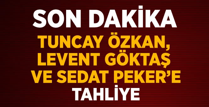 Tuncay Özkan, Levent Göktaş ve Sedat Peker'e Tahliye