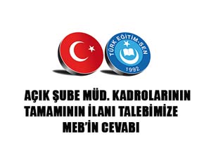 MEB'den Şube Müdürlüğü Kadroları Açıklaması