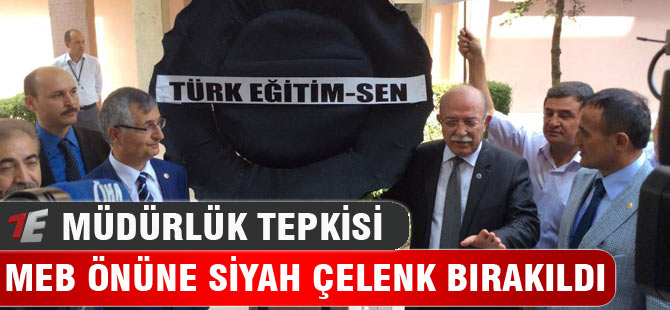 MEB önünde siyah çelenkli tepki