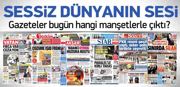 26 Eylül 2014 gazete manşetleri