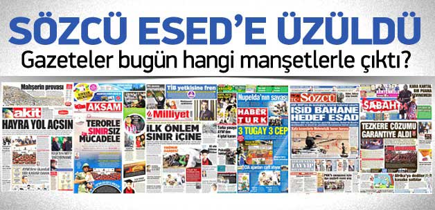 3 Ekim 2014 gazete manşetleri