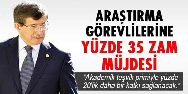 Araştırma görevlilerine yüzde 35 zam