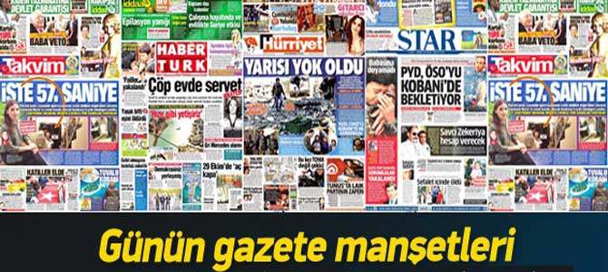 28 Ekim 2014 gazete manşetleri