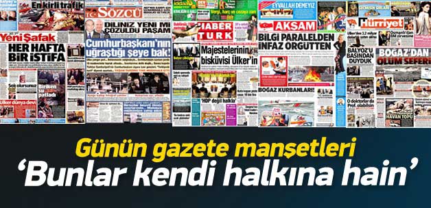 4 Kasım 2014 gazete manşetleri