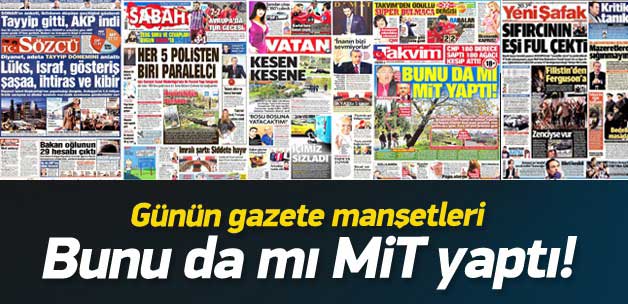 28 Kasım 2014 gazete manşetleri