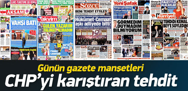 19 Aralık 2014 gazete manşetleri