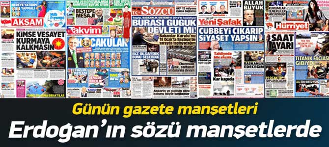 30 Aralık 2014 gazete manşetleri