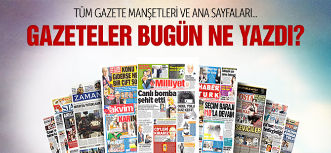 7 Ocak 2015 gazete manşetleri