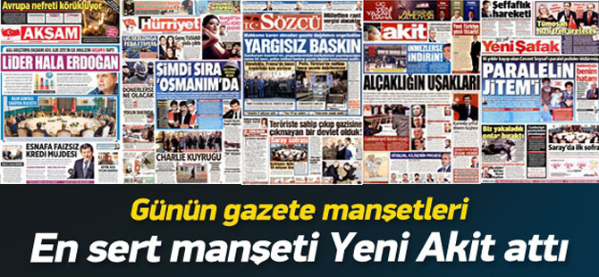 15 Ocak 2015 gazete manşetleri