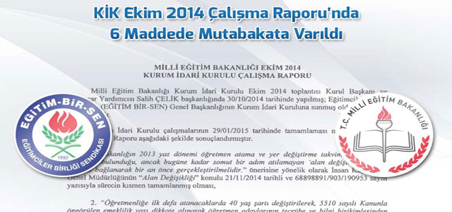 Çalışma Raporu'nda 6 Maddede Mutabakata Varıldı