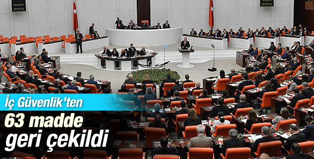 İç Güvenlikten 63 Madde Geri Çekildi