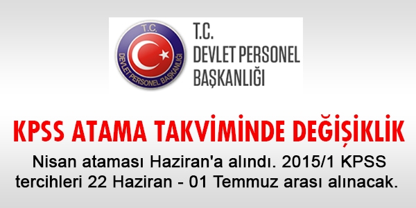 KPSS 2015/1 ataması Haziran'a alındı