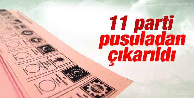 11 parti oy pusulasından kaldırıldı