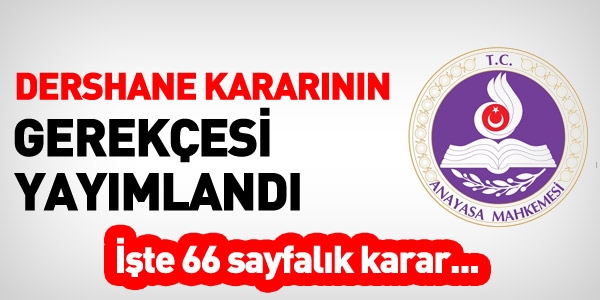 Anayasa Mahkemesinin Dershaneler hakkındaki kararı