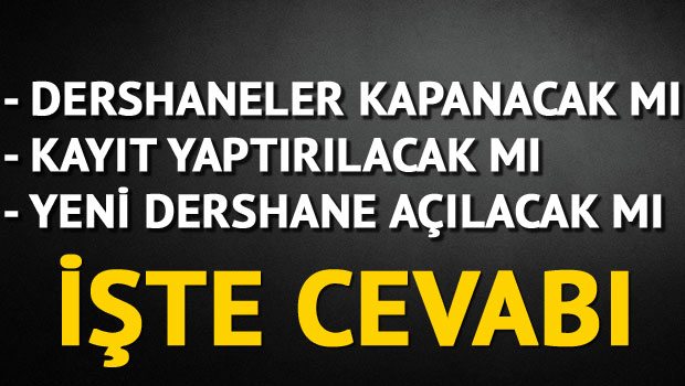 Dershane formülü hazır