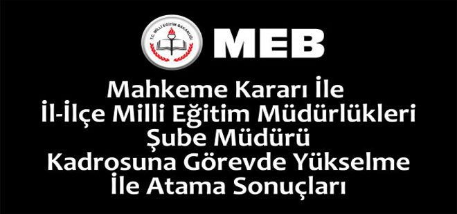 MEB Şube Müdürleri Görevde Yükselme ve Atama Sonuçları 17 Kasım 2015