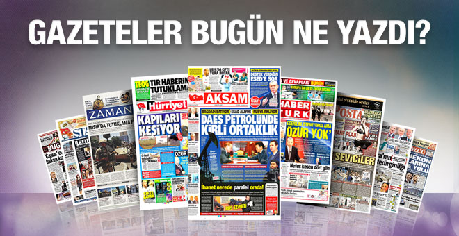 27 Kasım 2015 gazete manşetleri