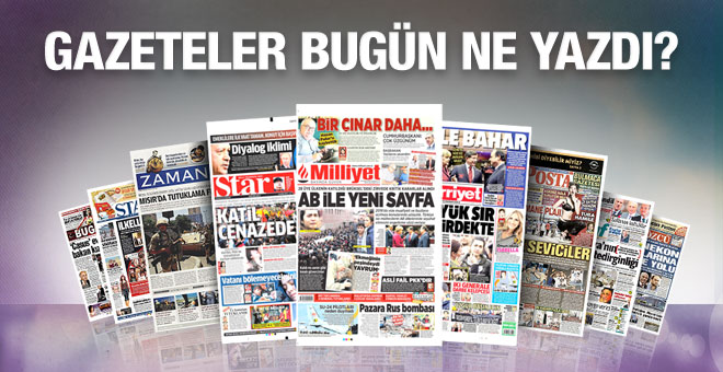 30 Kasım 2015 gazete manşetleri