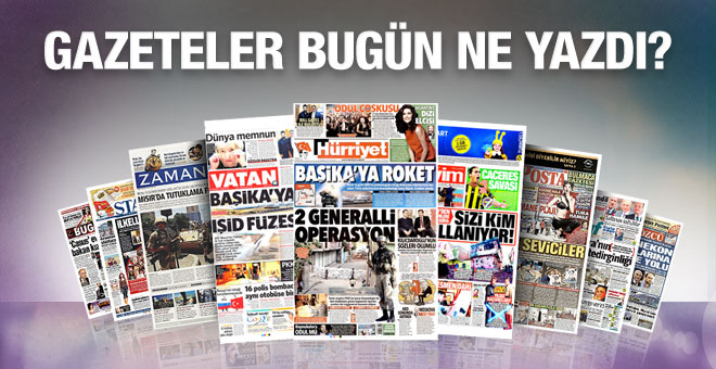 18 Aralık 2015 gazete manşetleri