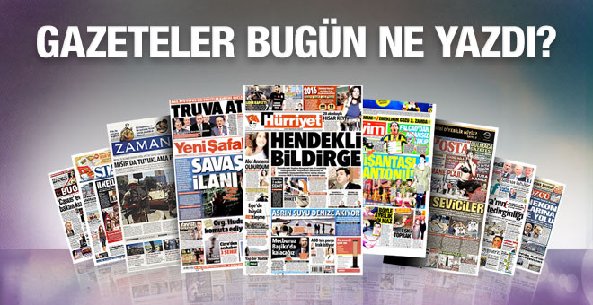 28 Aralık 2015 Gazete Manşetleri