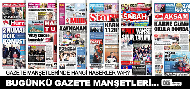 23 Ocak 2016 Gazete Manşetleri