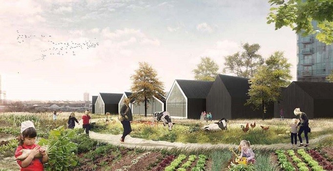 Bu tasarımda tüm okul bir çiftlik