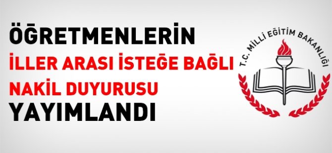 Öğretmenlerin 2016 yılı iller arası yer değiştirme duyrusu
