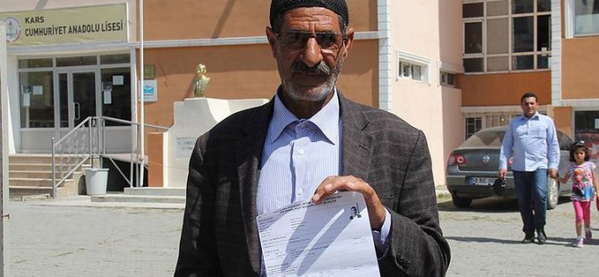 Kars'da 60 yaşındaki Zübeyit Özkaya KPSS'ye başvuru yaptı