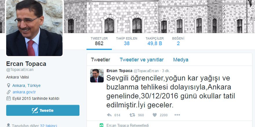 Ankara Valisi Kar Tatili Kararını Açıkladı: 30 Aralık Tatil