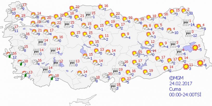 Hava durumu 24 Şubat 2017