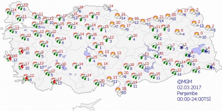 Hava durumu 02 Mart 2017