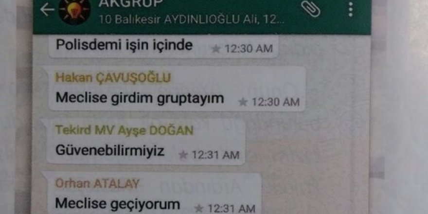 15 Temmuz gecesi Ak Partili vekillerin WhatsApp yazışmaları