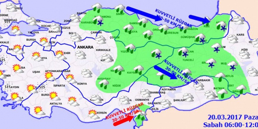 Hava durumu 20 Mart 2017
