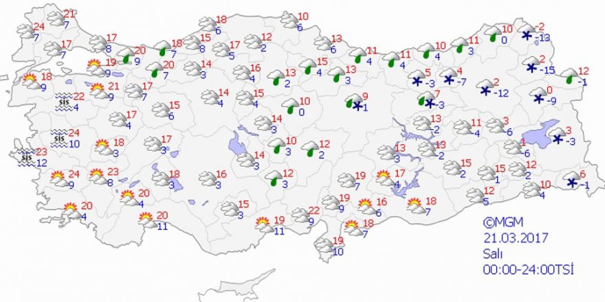 Hava durumu 21 Mart 2017
