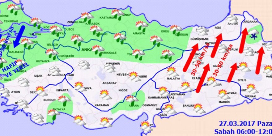 Hava durumu 27 Mart 2017