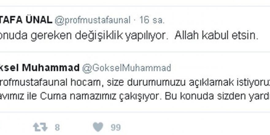 Cuma namazına denk gelen sınava düzenleme sözü