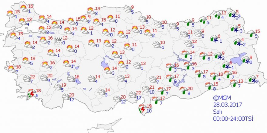 Hava durumu 28 Mart 2017