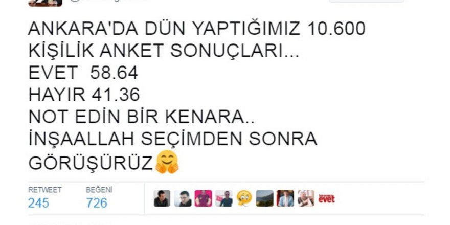 Gökçek son referandum anketini açıkladı