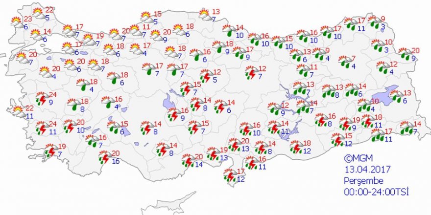 Hava durumu 13 Nisan 2017