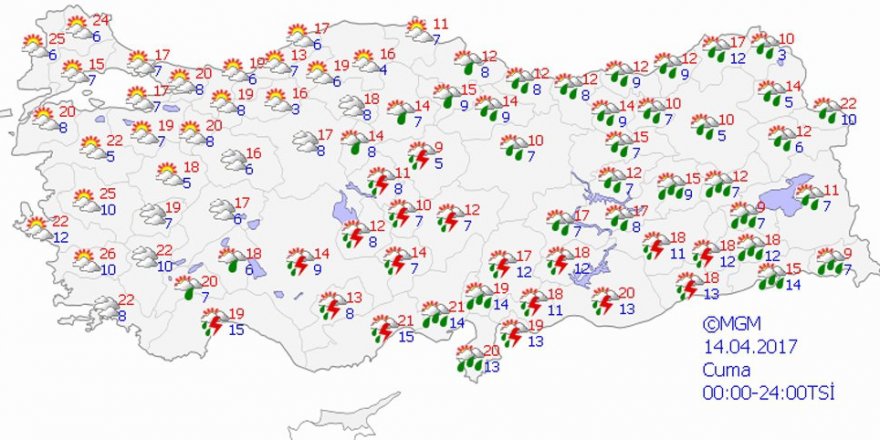 Hava durumu 14 Nisan 2017