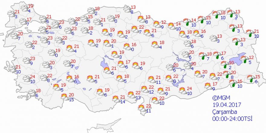 Hava durumu 19 Nisan 2017