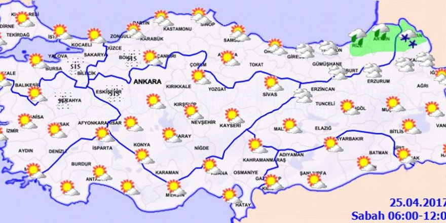 Hava durumu 25 Nisan 2017