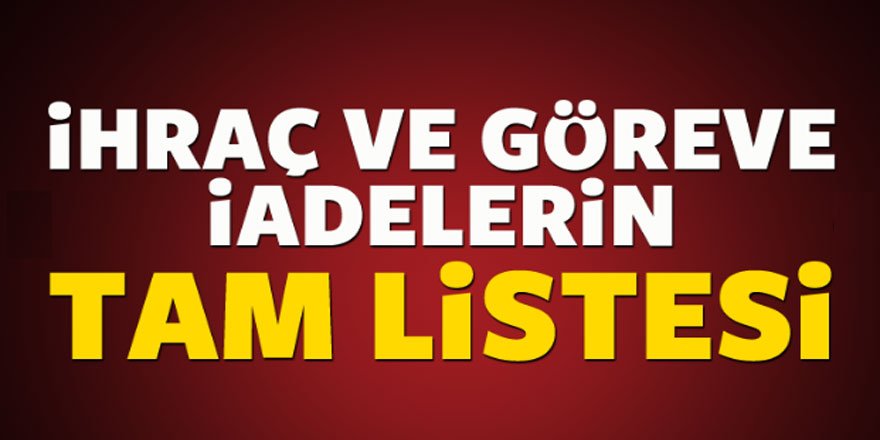 689 Sayılı KHK İhraç ve İade Edile Personel Listesi