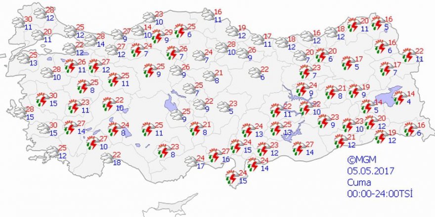 Hava durumu 05 Mayıs 2017
