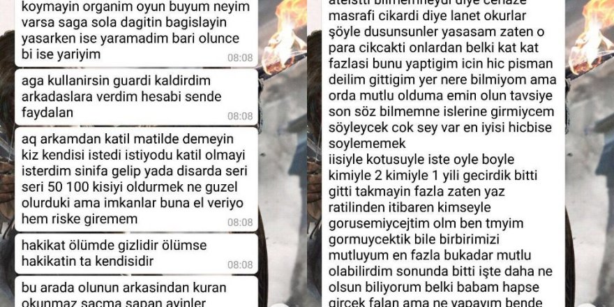 Lisedeki katilden şok yazışmalar