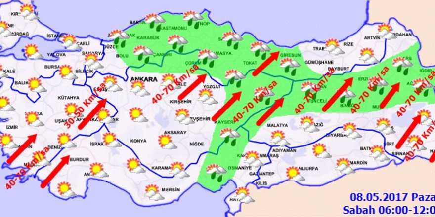 Hava durumu 08 Mayıs 2017