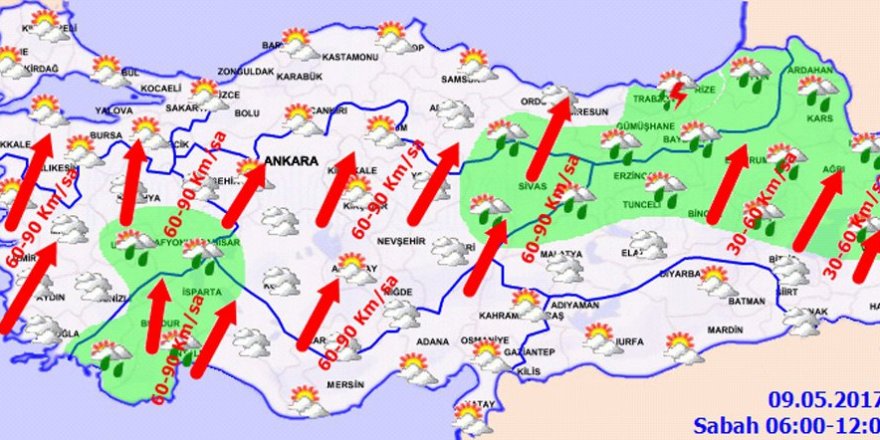 Hava durumu 09 Mayıs 2017